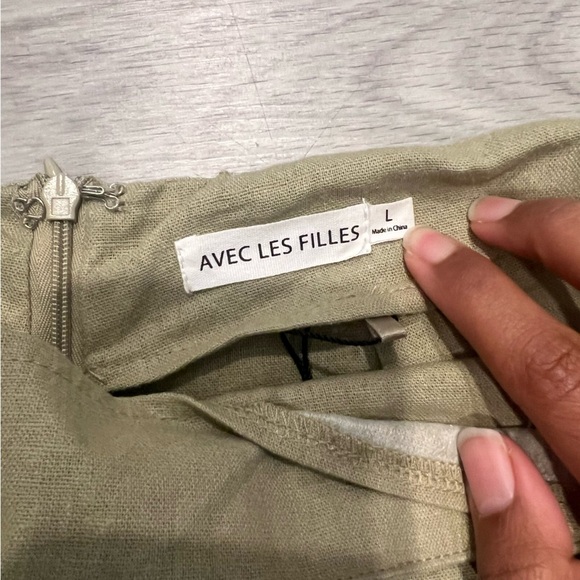 Avec Les Filles Wide Leg Linen-Blend Pant. New - Picture 3 of 8